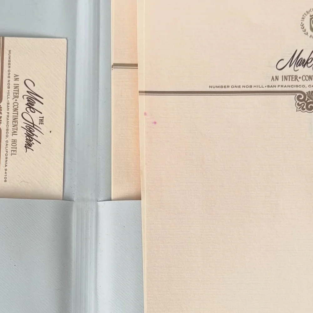 Hotel Mark Hopkins Vintage Stationery Folio‎ With Letterhead And Envelopes